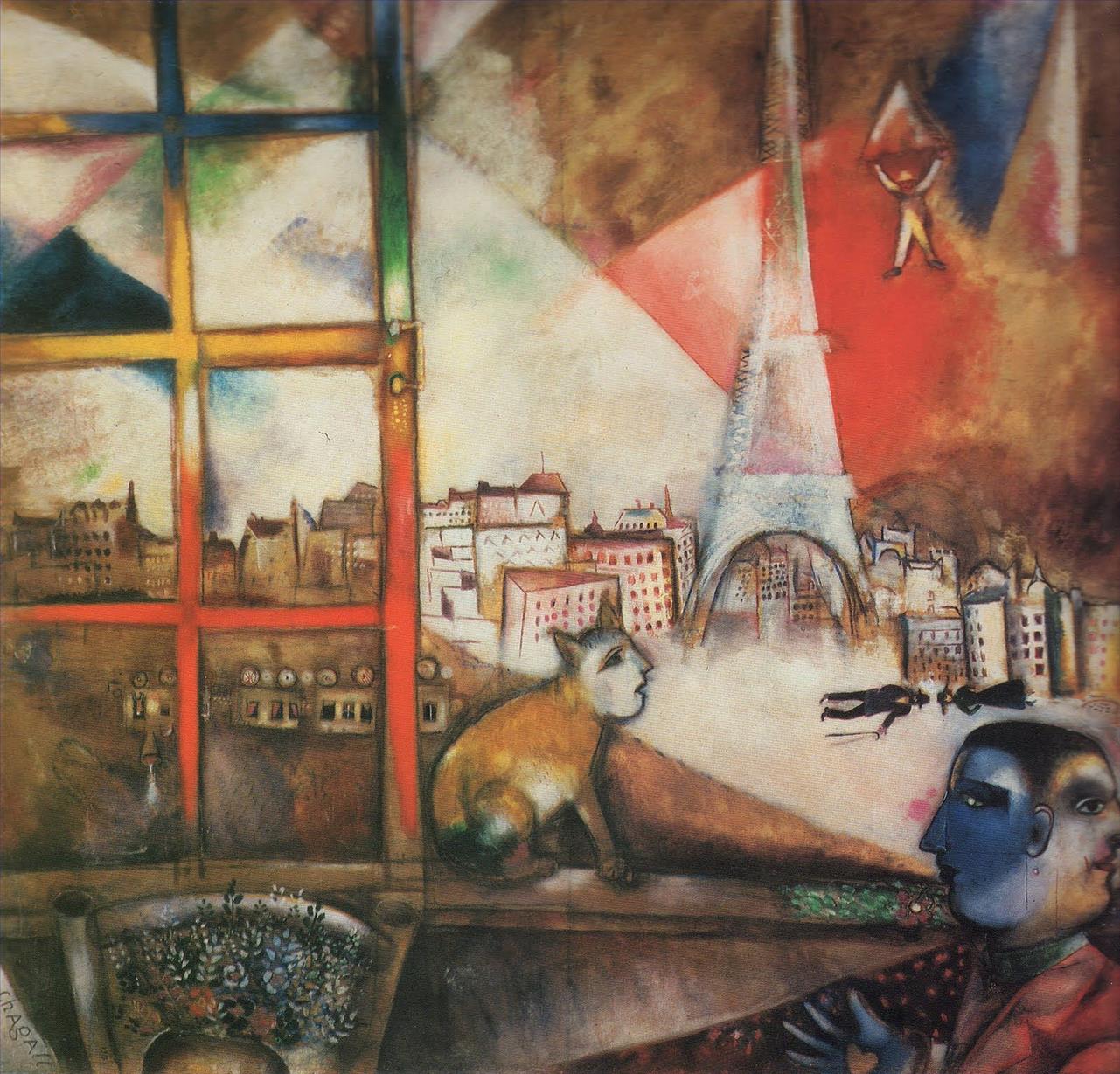 Paris durch das Fenster Detail Zeitgenosse Marc Chagall Ölgemälde